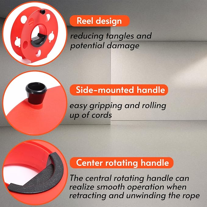 Homeon Wheels 100 ft Extension Cord Storage Reel, Impact-Resistant | - Image 3
