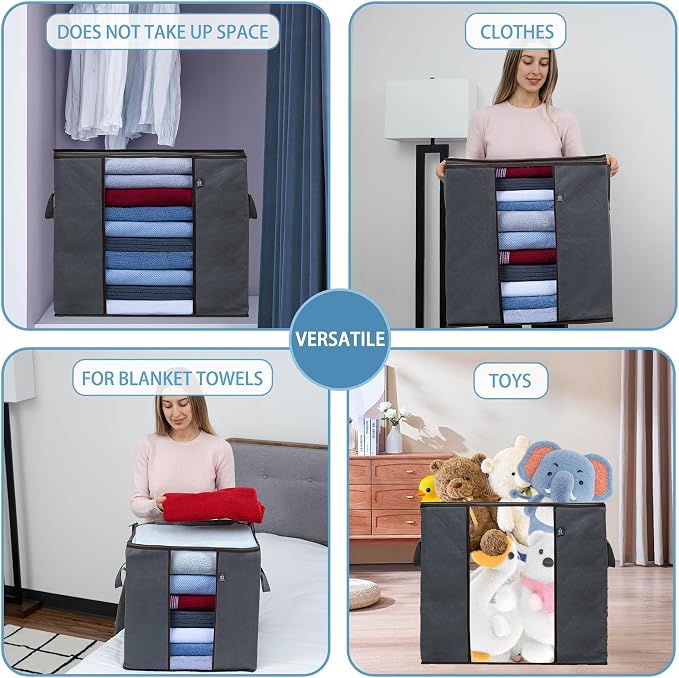 VENO 3 Pack X-Large Clothes Storage Bag w/ Reinforced Handle 24 Gallon | Thick - Image 3