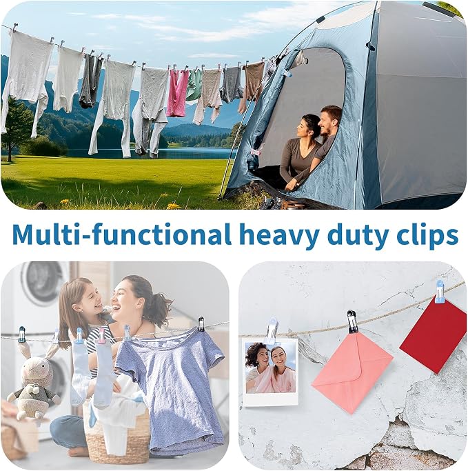 Clothes Pins Heavy Duty Out Door 30 Pack, Chip Clips 2.17 Inch, Bag Clips - Image 7