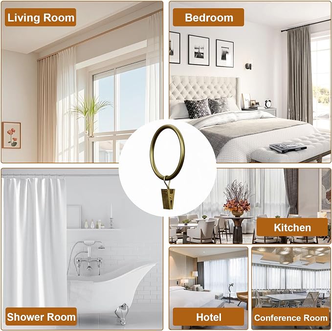24 Pack Bronze Metal Curtain Rings - Image 8