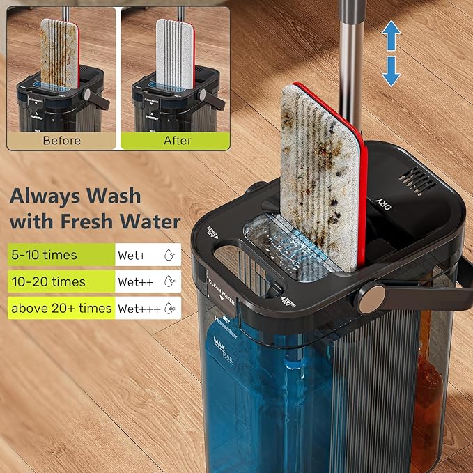 HoMettler 3-Tank Transparent Mop and Bucket Set - Image 4