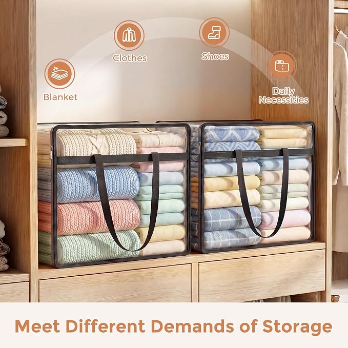 4 Pack Clear Storage Bags for Clothes, 45L Closet Organizers and Storage | - Image 4
