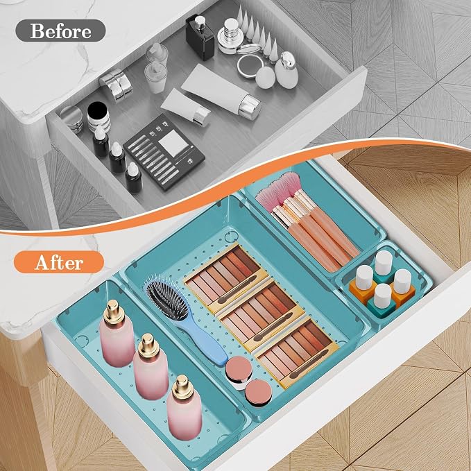 SpaceHacks 25 PCS Plastic Drawer Organizer, 4-Size Versatile Organizer Trays & - Image 4