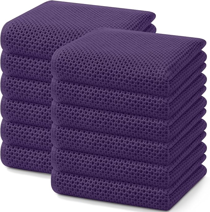 Homaxy 100% Cotton Waffle Weave Kitchen Dish Towels 12-Pack, Eggplant | 13 x 28 by Homaxy