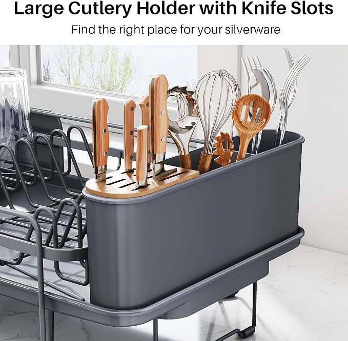 SNTD Large Dish Drying Rack for Kitchen Counter, Expandable, Adjustable Length - Image 9