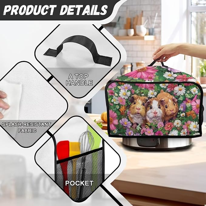 Guinea Pig Slow Cooker Cover Compatible with 6-8 qt Slow Cooker Holder Dust Resistant Decor for House