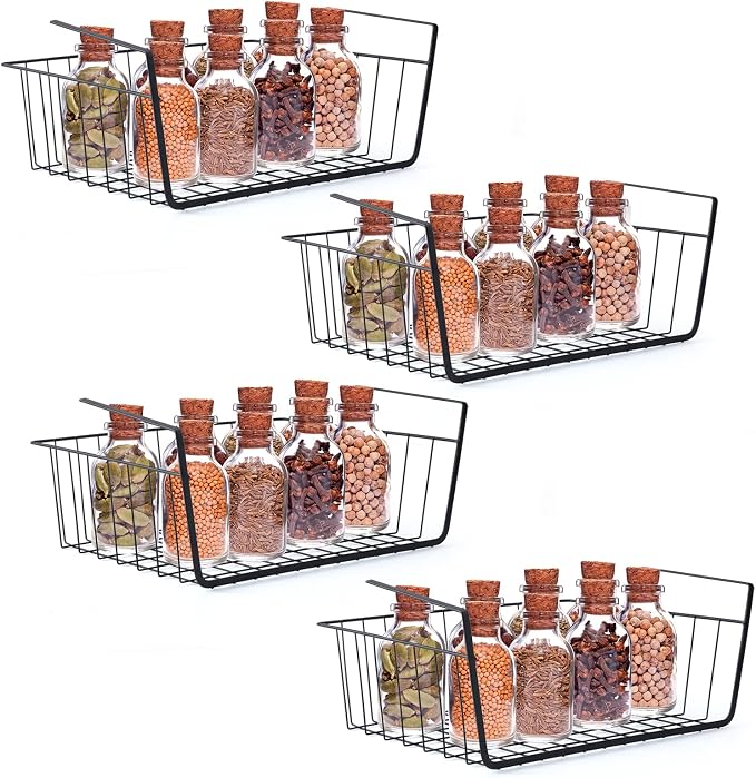 4Pcs Under Shelf Basket Metal Wire Under Cabinet Basket by ELEATTRUN