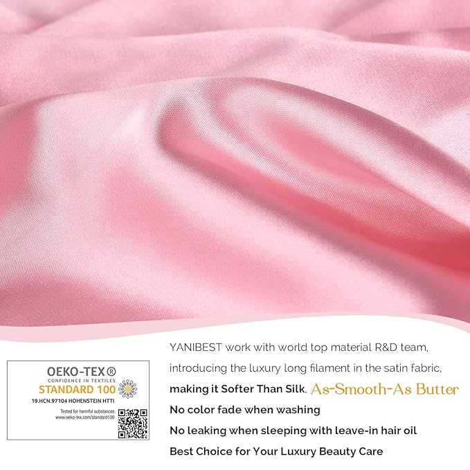 YANIBEST Long Bonnet Satin Bonnet for Sleeping Braid Bonnet with Tie Band Silk Sleep Bonnet for Women Locs Blush Pink