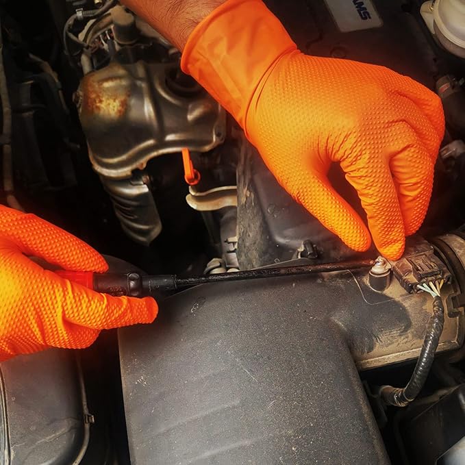 TitanFlex Heavy Duty Industrial Orange Nitrile Gloves, Gloves Disposable Latex - Image 8