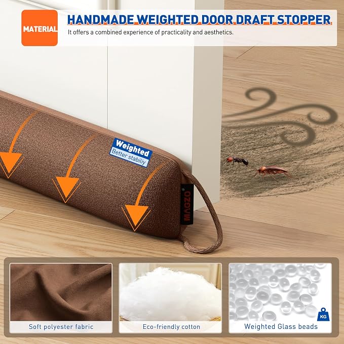 MAGZO Door Draft Stopper 34 Inches, Seals 3" Gaps, Soundproof & Thermal - Image 2