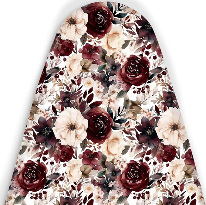 Vintage Dark Red Beige Peony Flowers 15"x54" Ironing Board Cover - Image 5