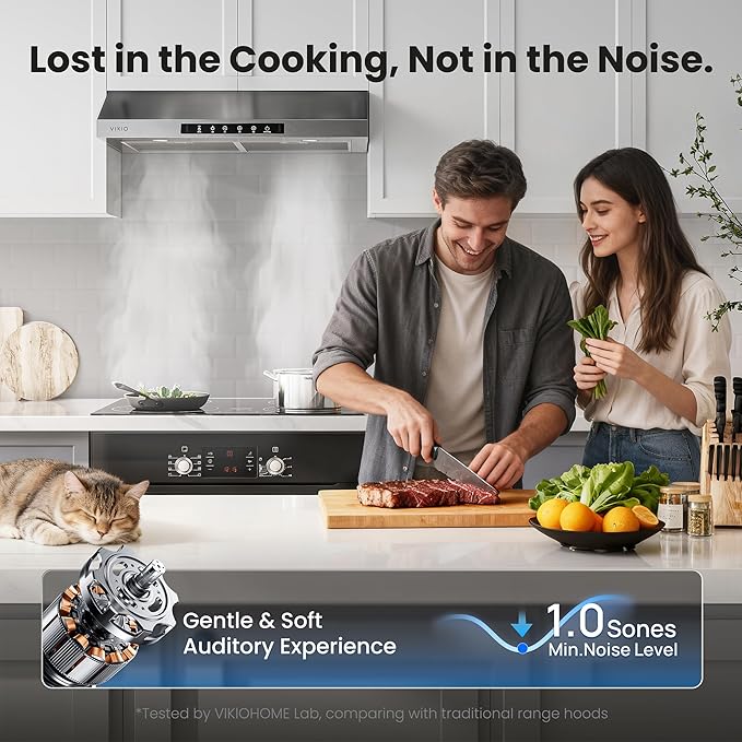 Range Hood 36 Inch Under Cabinet, 900 CFM Dual Centrifugal Motor, 3-Speed Ducted Kitchen Vent, Reusable Filters, Stainless Steel Kitchen Exhaust Fan with LED Lights