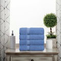 SUPERIOR Egyptian Cotton Plush & Absorbent, Hand Towel Set of 4, Denim Blue | by SUPERIOR
