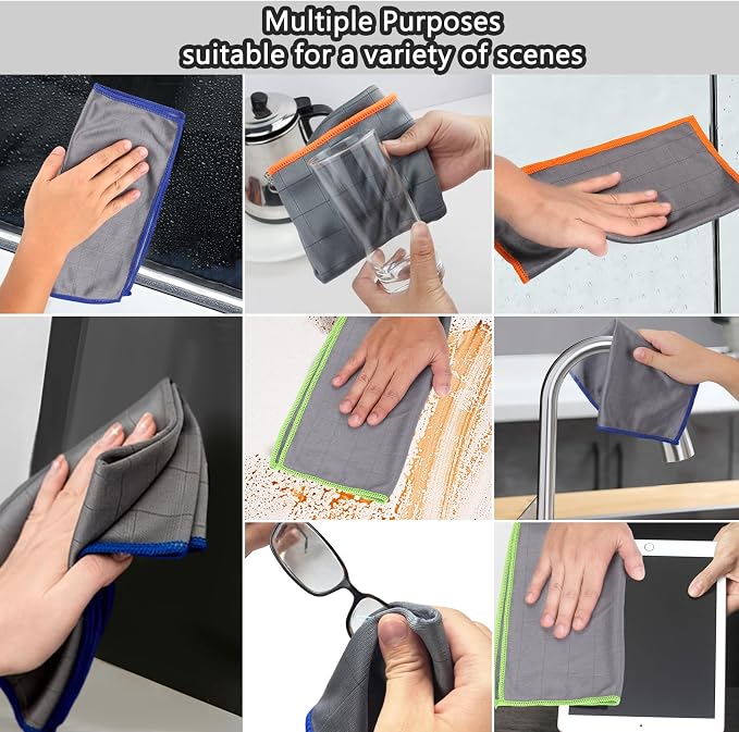 XANGNIER Microfiber Glass Cleaning Cloths, Lint Freel, 11.8"×11.8in, 3 Pack - Image 7