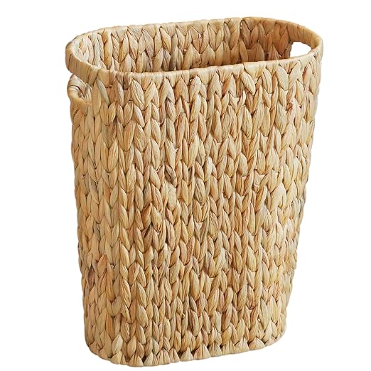 Coeusy Wicker Trash Can, Bathroom Trash Can, Water Hyacinth Wicker Waste Basket by WEAVECOMFORTINTOEVERYCORNER