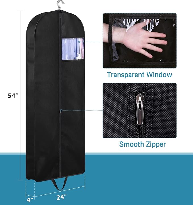 KIMBORA 54" Suit Bags for Closet Storage and Travel, Gusseted Hanging Garment - Image 6