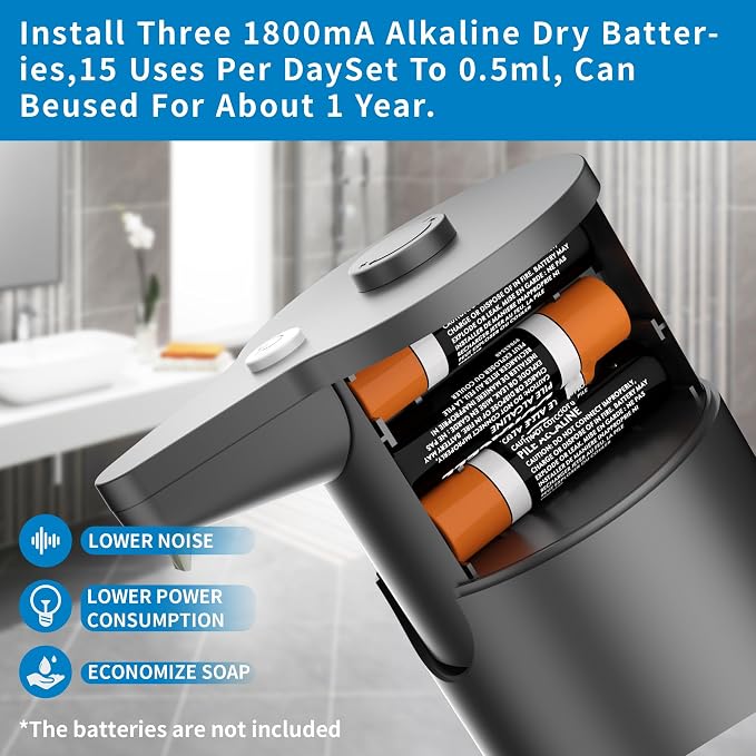 Automatic Soap Dispenser Touchless, Kitchen Bath Black | Hands-Free, 15-Level - Image 6