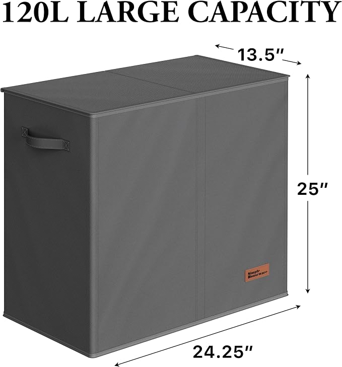 Simple Houseware Double Laundry Hamper - Image 2