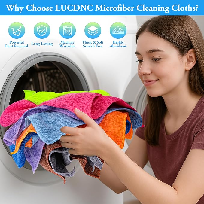 lucdnc Microfiber Cleaning Cloths 16 Pack 8 Colors 11.5"x11.5" - Image 6