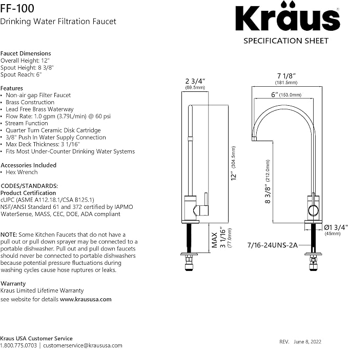 KRAUS Purita 100% Lead-Free Kitchen Water Filter Faucet in Brushed Brass - Image 11