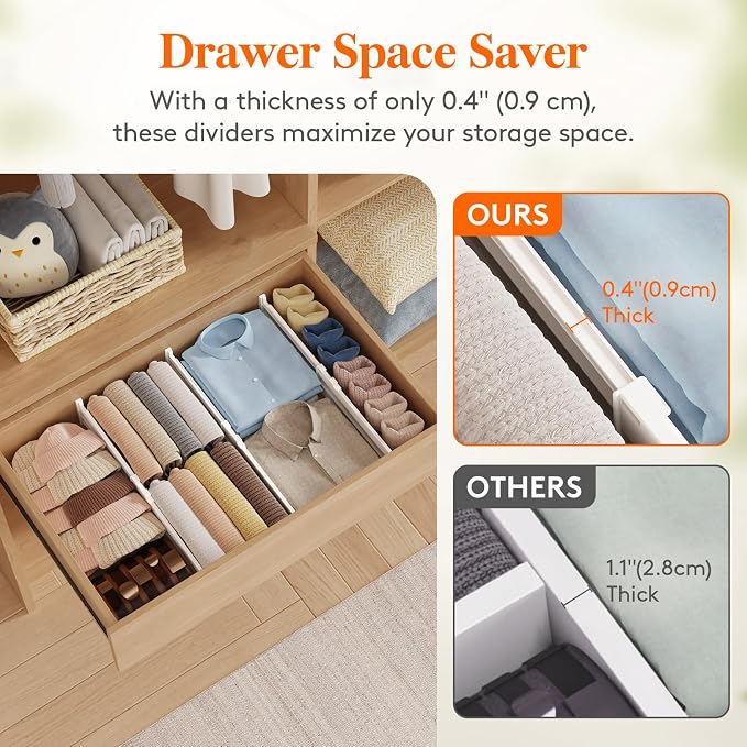 Lifewit 5 Pack 4" High Drawer Dividers, Adjustable Drawer Organizer Clothes | - Image 7