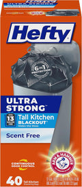 Hefty Ultra Strong 13 Gal Kitchen Trash Bags, 40ct | 13G Tall Trash Bags by Hefty
