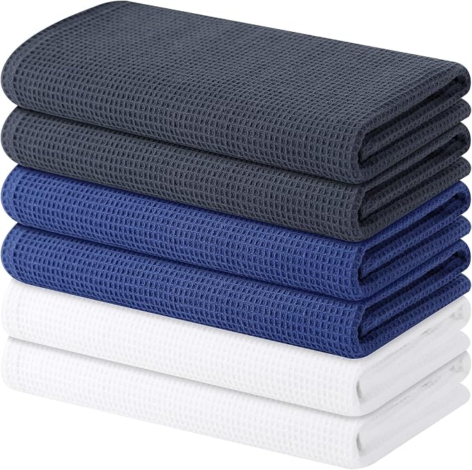 Homaxy 100% Cotton Waffle Weave Kitchen Towels, 6 Pack, Mixed Color by Homaxy