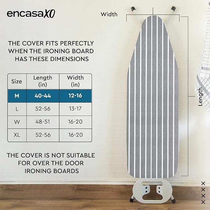 Encasa XO Ironing Board Cover and Pad, Thick Felt 42"x14" - Image 2
