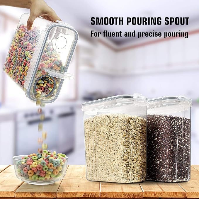 Wildone Cereal Storage Containers Set, Large BPA Free Plastic Airtight Food - Image 6