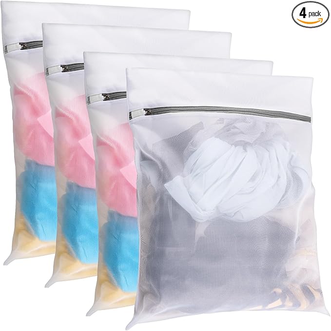 4 Pack Mesh Laundry Bags for Delicates, Laundry Bags Mesh Wash Bags, Lingerie by Unknown