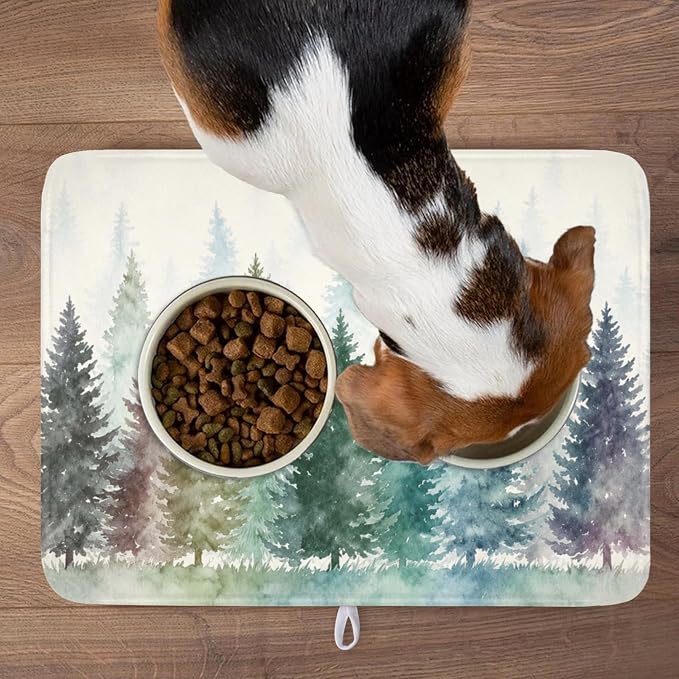 Giwawa Pine Tree Dish Drying Mat Natural Forest Fog Microfiber Dishes Pad 18x24 - Image 9