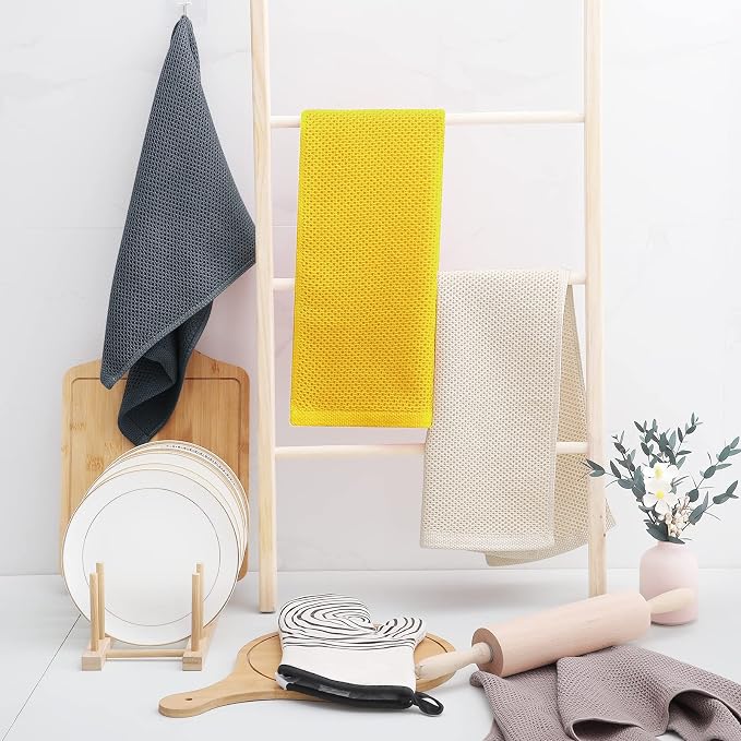 Homaxy 100% Cotton Waffle Weave Kitchen Dish Towels 4-Pack, Ultra Soft - Image 6