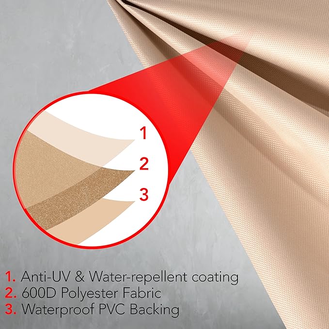 Heavy Duty BBQ Grill Cover for Outdoor Grill, 64 Inch – Waterproof, Weather Resistant, UV & Fade Resistant with Adjustable Straps – Gas Grill Cover for Weber, Genesis, Charbroil, etc. Tan