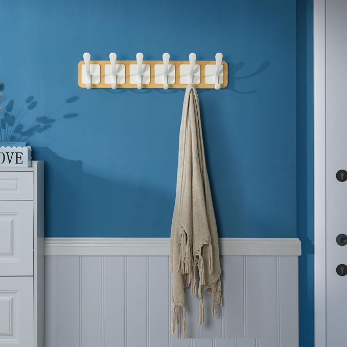 SKOLOO Scandi-Style Wooden Carved-Block Coat Hook & Hanger - Image 4