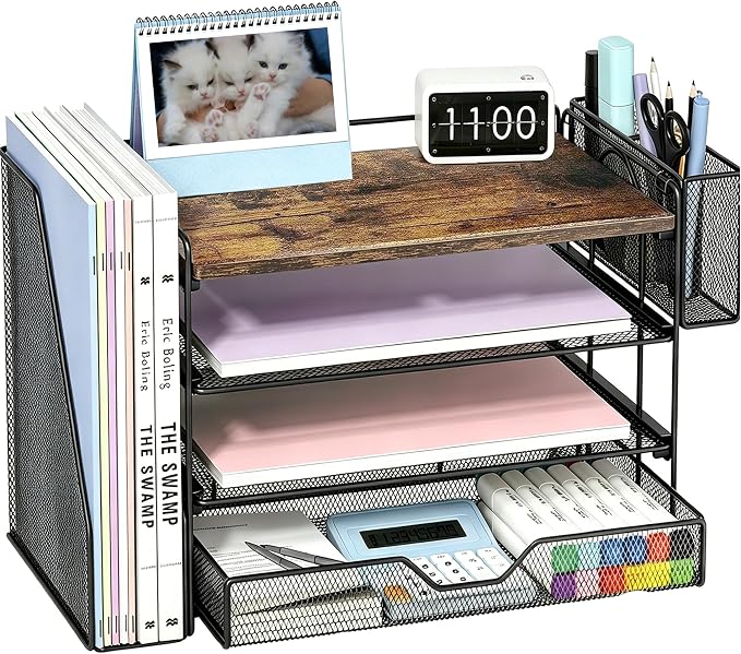 Desk Organizers and Accessories, 4-Tier Desktop File Organizer by OPNICE