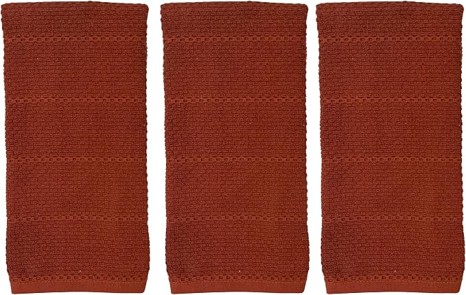 Cinnamon Maroon Rust Kitchen Dish Towels, 100% Cotton - Image 7