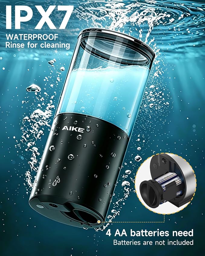 AIKE Automatic Soap Dispenser IPX7 Waterproof 13.5oz Matte Black | No-Drill and - Image 2
