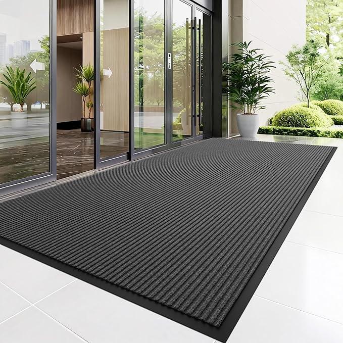 Front Door Mat, 3' x 4' Heavy Duty Indoor Outdoor Door Mat for Entryway, Commercial Door Mats Entrance, Low Profile Welcome Mats Non-Slip, Durable Rubber Backing Entry Mat for Patio, Home
