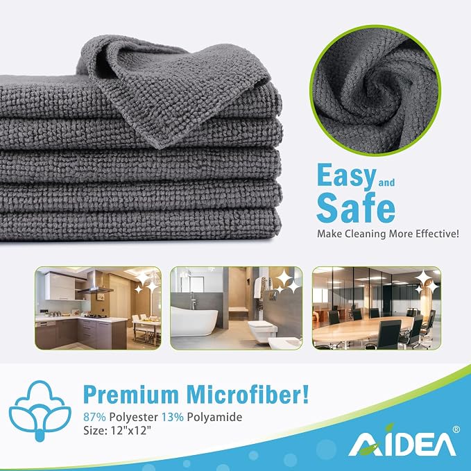 AIDEA Microfiber Cleaning Cloth Grey-400PK, Soft Absorbent Rags, Microfiber - Image 6