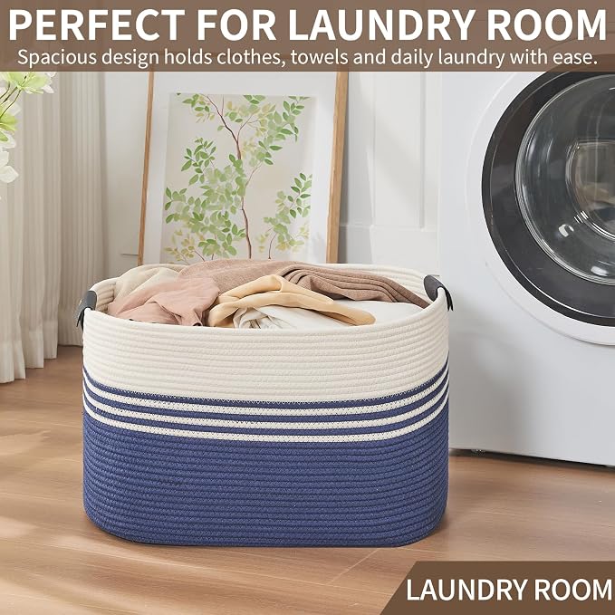 Laundry Hamper with Handles, 72L Rope Laundry Basket - Image 5