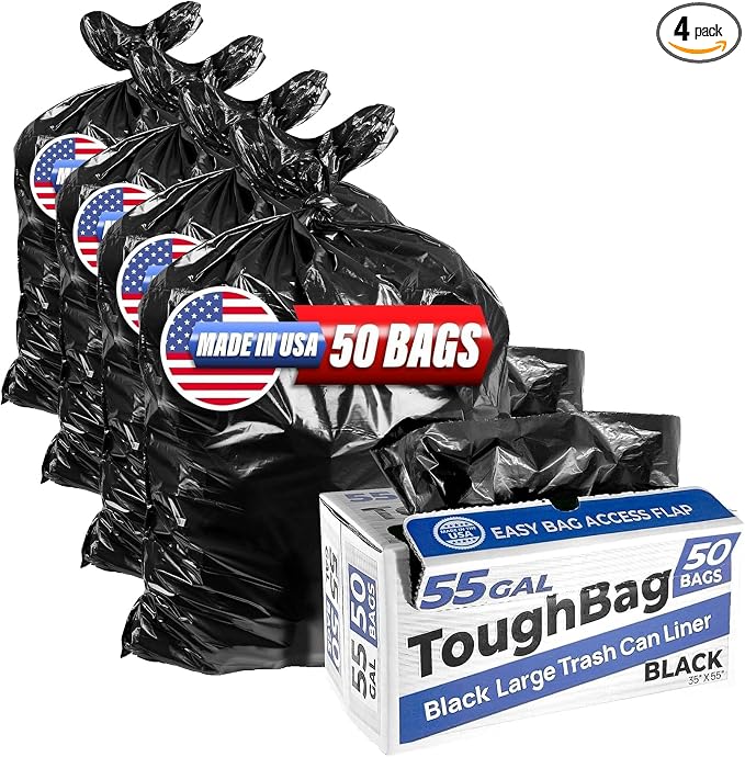 ToughBag 55 Gallon Trash Bags, 55-60 Gallon Trash Bags Heavy Duty by ToughBag