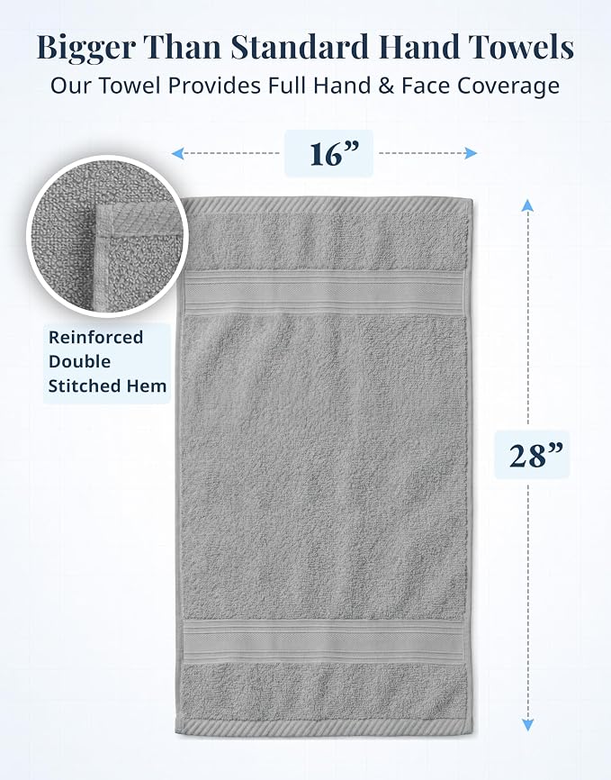 LANE LINEN Hand Towels 100% Cotton 6 Pack Soft Absorbent 16x28 - Image 3