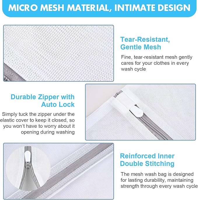 8 Pack Mesh Laundry Bags for Delicates, Laundry Bags Mesh Wash Bags in 7 Sizes - Image 3