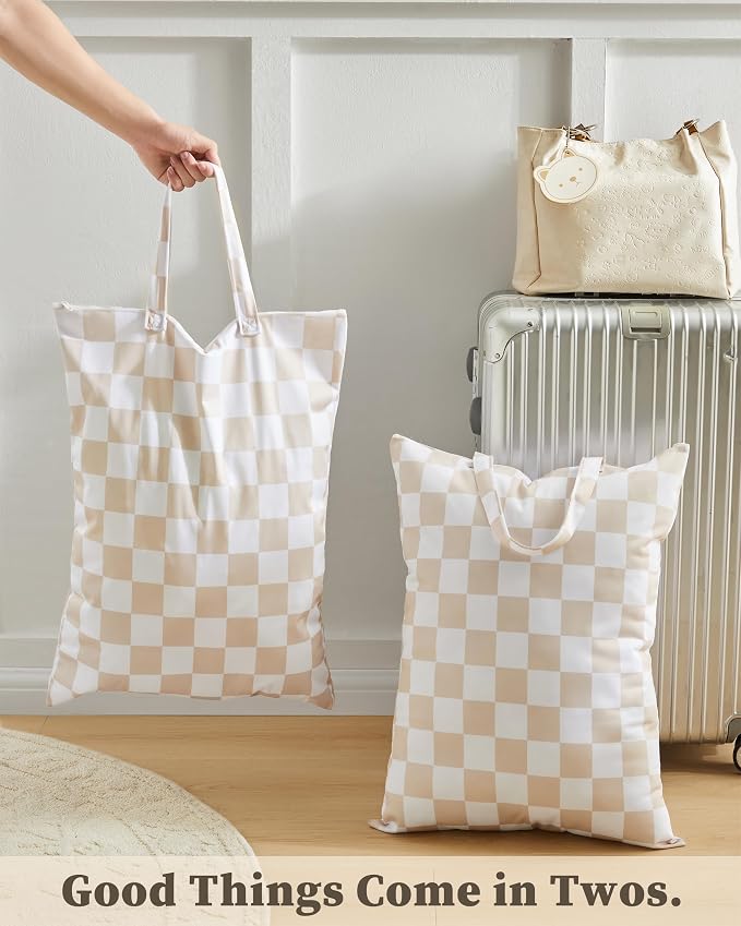 Ohocut Checkered 2 Pcs Large Travel Laundry Bags - Image 3