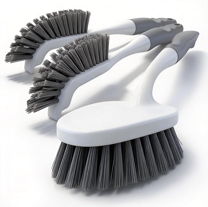 3 Pack Hard Bristle Scrub Brush Set, Heavy Duty Cleaning Brushes by Unknown