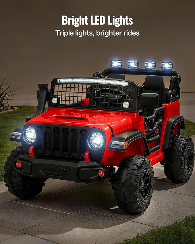 2 Seater Ride on Car Toy, 24V 4WD Electric Car for Kids 4-8 with Remote Control, 4x200W Motors, Capacity 110 lb - Red