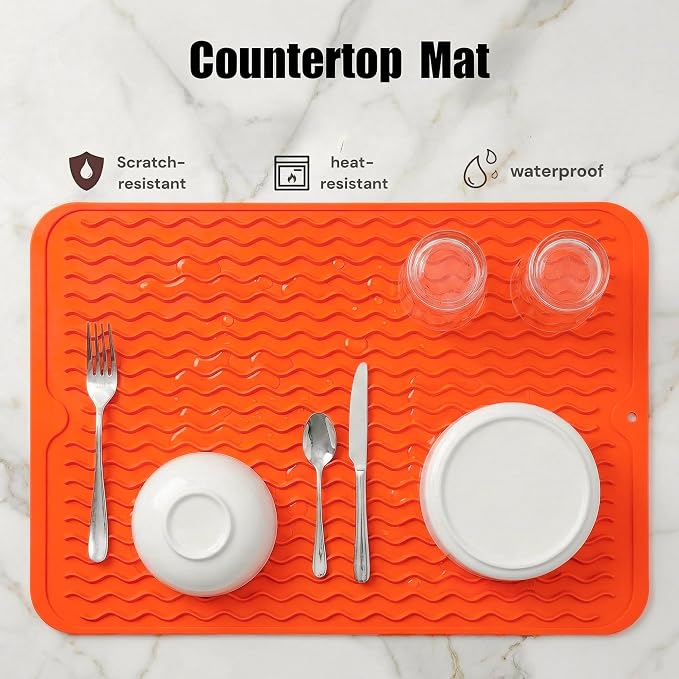 MicoYang Silicone Dish Drying Mat — Quick-Dry Ridges Counter & Sink Pad - Image 3