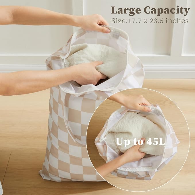 Ohocut Checkered 2 Pcs Large Travel Laundry Bags - Image 6