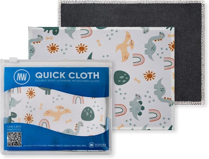 Microfiber Wholesale Quick Cloth Glasses Cleaning Cloths 5x7 Dinosaurs | 2-Pack by MicrofiberWholesale