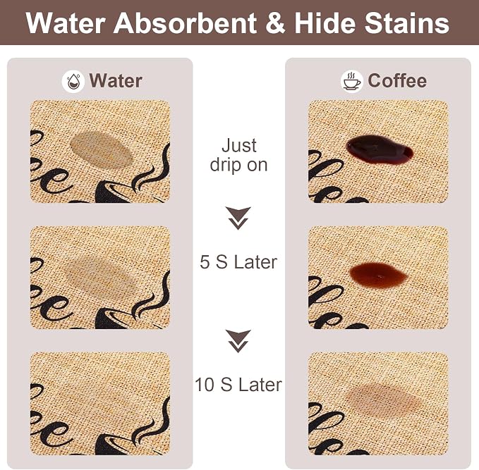 CooRug Fashion Coffee Mat, Dish Drying Mat 16" x 24" Beige | Hide Stain - Image 2